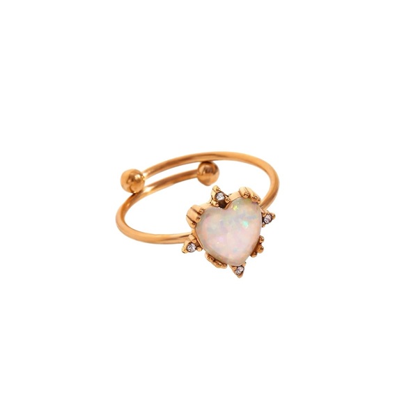 18K White Opal Adjustable Ring - Picture 2 of 6